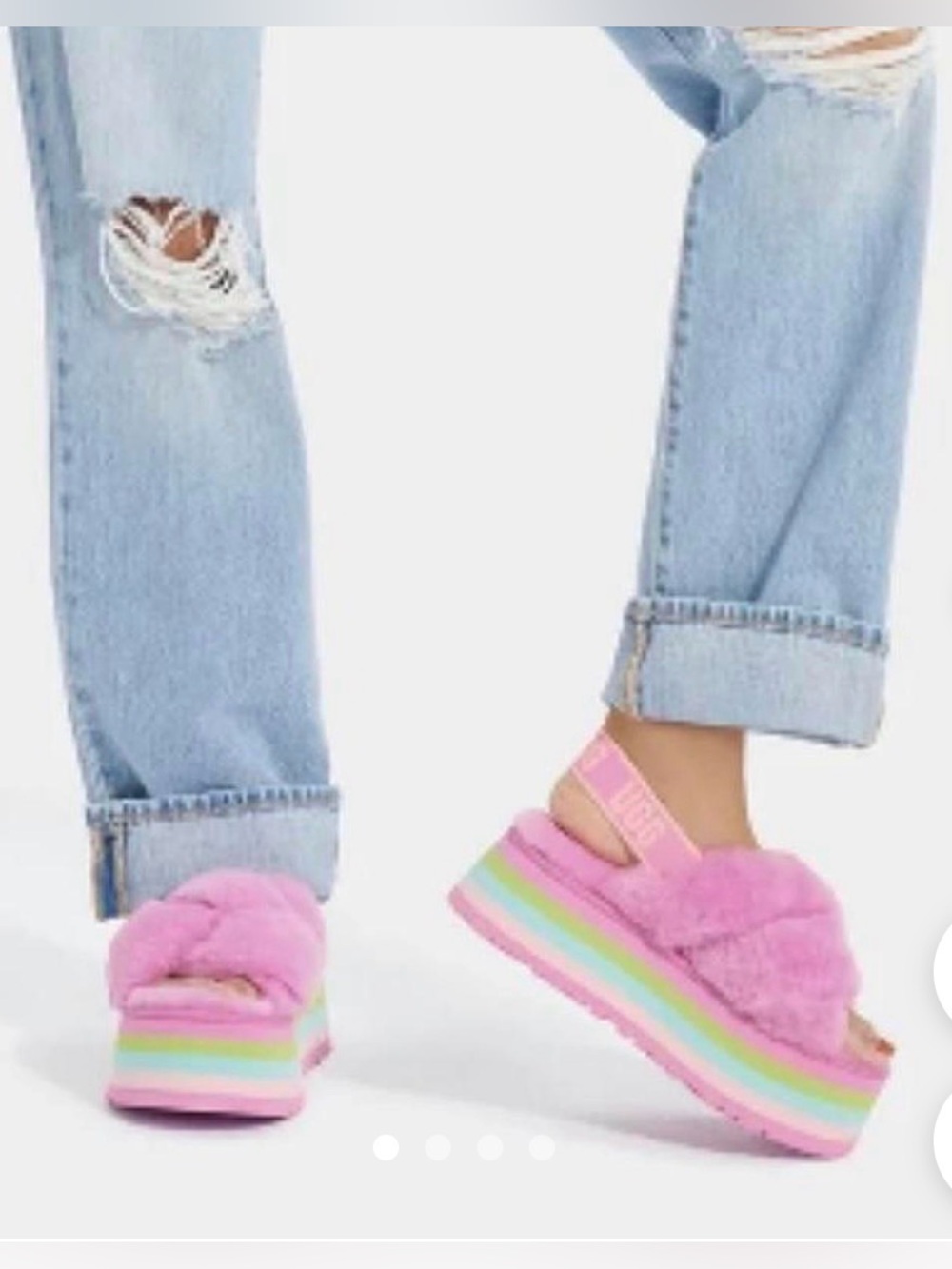 UGG Women’s Disco Knot Slide Pink Lavender Pastel Rainbow Sole